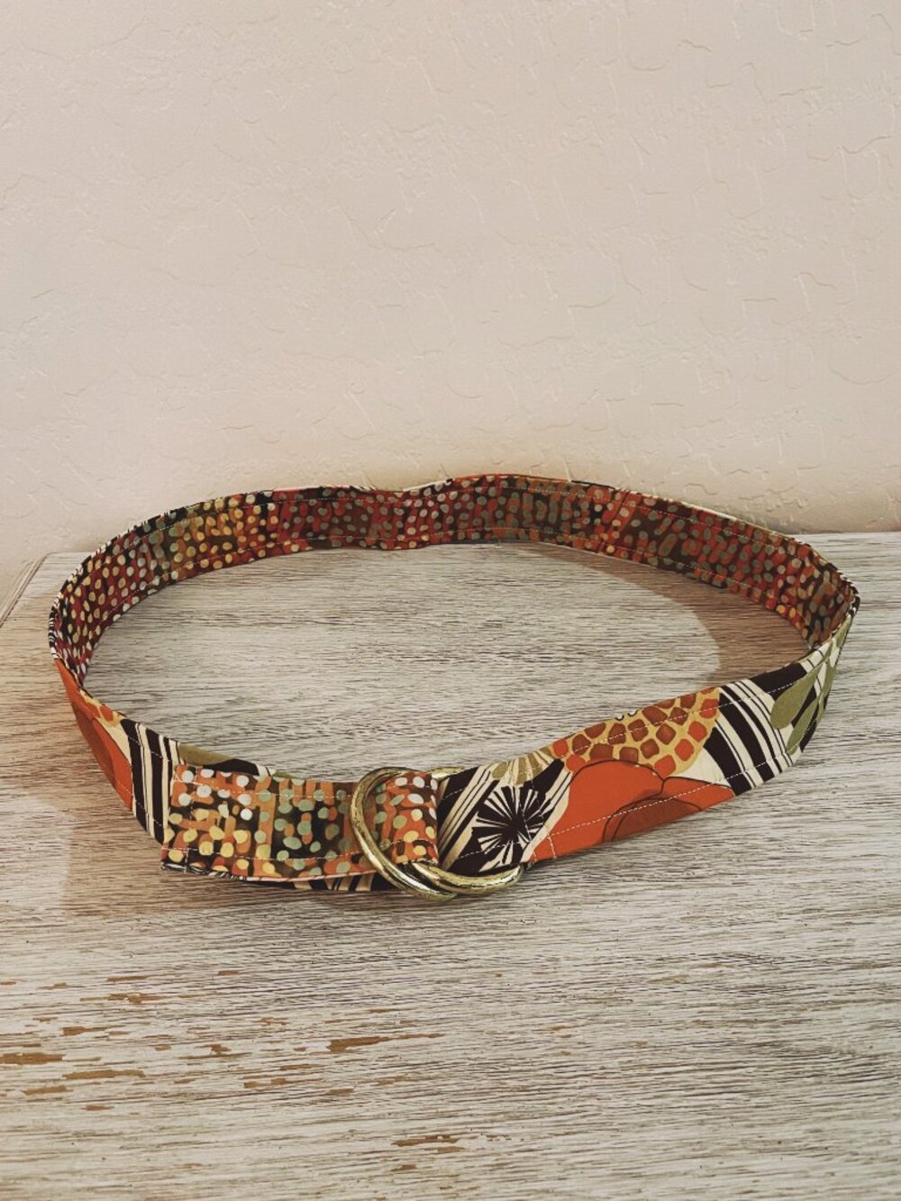 Belly Loops Fabric Belt Floral Dot Multi Brown Orange One of a Kind Unique